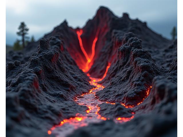 Miniature model of a volcano on the verge of eruption